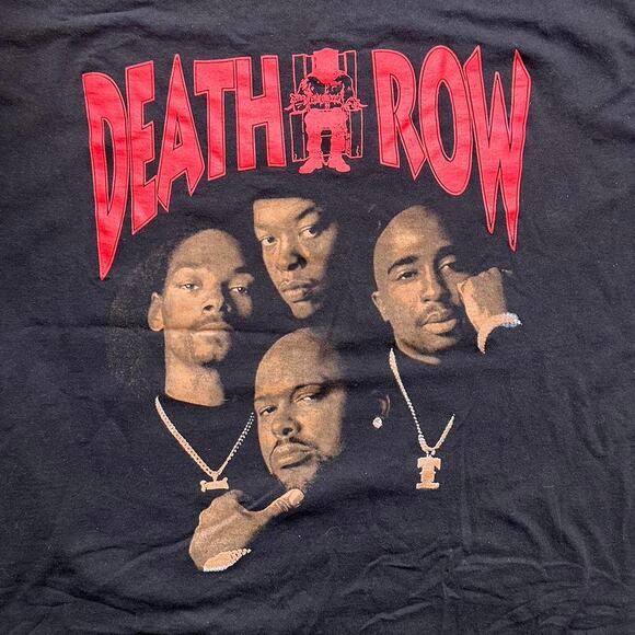 Vintage Death Row Rap Tee Mens XL Black Red Hip Pop Music Band Tour Shirt - Picture 2 of 4